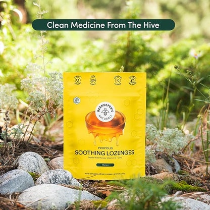 Beekeeper's Naturals Soothing Honey Cough Drops 3 Flavors Pack,Honey,Peppermint & Elderberry Sore Throat Relief Soothing Lozenges with Zinc,Propolis & Vitamin D,42 Ct