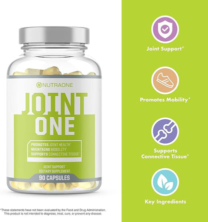 JointOne Joint Support by NutraOne - Joint Supplement for Women and Men to Help Maintain Joint Health with Collagen, Glucosamine, and Turmeric* (90 Capsules)