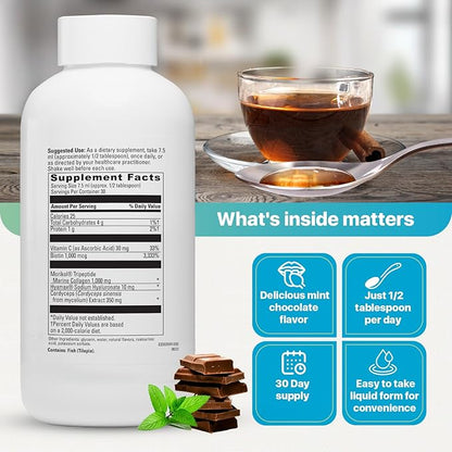 Advanced Hydrolyzed Marine Collagen Peptides - Anti-Aging and Skin Renewal Tripeptide Supplement for Hair, Skin and Nails - Helps Maintain Healthy Joints | Mint Chocolate Flavor - 30 Servings