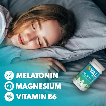 VAL Mg Experts Melatonin 3mg with Vitamin B6 & Magnesium | 90-Day Supply | Sleep Support & Healthy Circadian Rhythm | Non-GMO, Gluten-Free, Antioxidant Formula