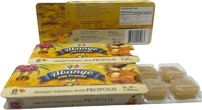 Abango & Propolis Cough Drop Trays - 8 Individually Wrapped Drops Each - Winter Herbal Blend, Delicious Flavor (3 Pack) - Dulces para la TOS con Abango & Propóleo - Dietary Supplement