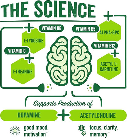 BrainJuice Brain Support Shot, Gluten Free Supplement Shots for Energy & Focus, Healthy Drinks with Alpha GPC, Vitamin B & Organic Green Tea Extract Caffeine, Classic, 2.5 fl oz, 12 Pack
