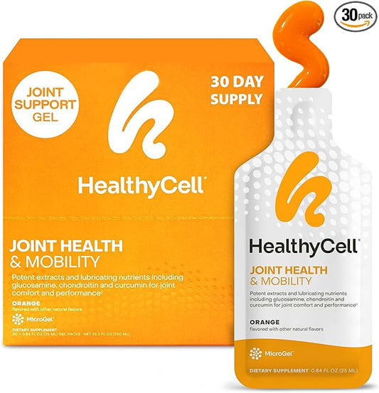 Healthycell Joint Health & Mobility Daily Liquid Supplement - Joint Support Supplement, Inflammation Response, Cartilage & Flexibility with Curcumin, Glucosamine & Chondroitin - 30 Gel Packs