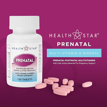 Prenatal Vitamins for Women Before, During & After Pregnancy Prenatal-Postnatal Multivitamins with Folic Acid & Minerals for Pregnancy Support| Daily Pregnancy Supplement, 100 Tablets