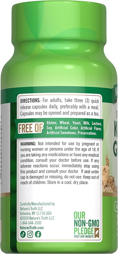 Nature's Truth Korean Ginseng Capsules | 75 Count | Standardized Extract | Non-GMO & Gluten Free Supplement