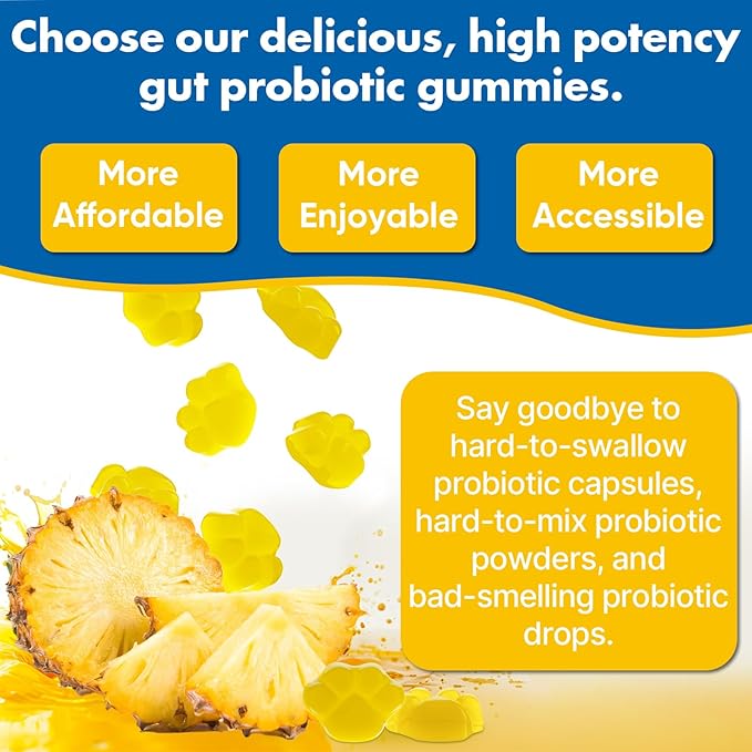 Probiotic Gummies, Sugar Free, 112.5 Billion CFU, 8 Strains Probiotics + 2 Prebiotics & 2 Organic Herbs, for Digestion, Intestinal Flora Balance, IBS & UC, ADD, Probiotics for Women & Men, 60 Counts