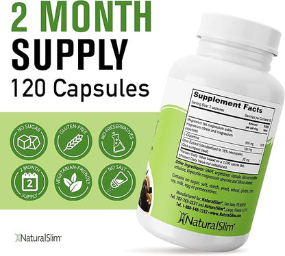NaturalSlim Magnesium Oxide - Constipend for Constipation Relief, Colon Cleanser & Stool Softeners for Women & Men with Magnesium Citrate, Aspartate, & Olive Extract - 120 Vegetable Capsules 2 Pack