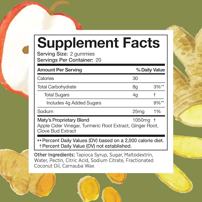 Matys Acid & Indigestion Relief Gummies, Safe Antacid for Occasional Acid Reflux & Heartburn in Adults & Kids 4 Years Old +, Low Sugar, Gluten Free, Vegan Gummy Made with Apple Cider Vinegar, 40 count