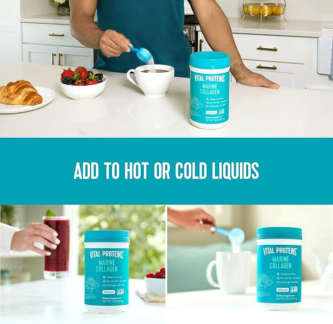 Vital Proteins Marine Collagen Peptides Powder Supplement 7.8 oz Canister + Stick Packs (10 g) (Box of 20)