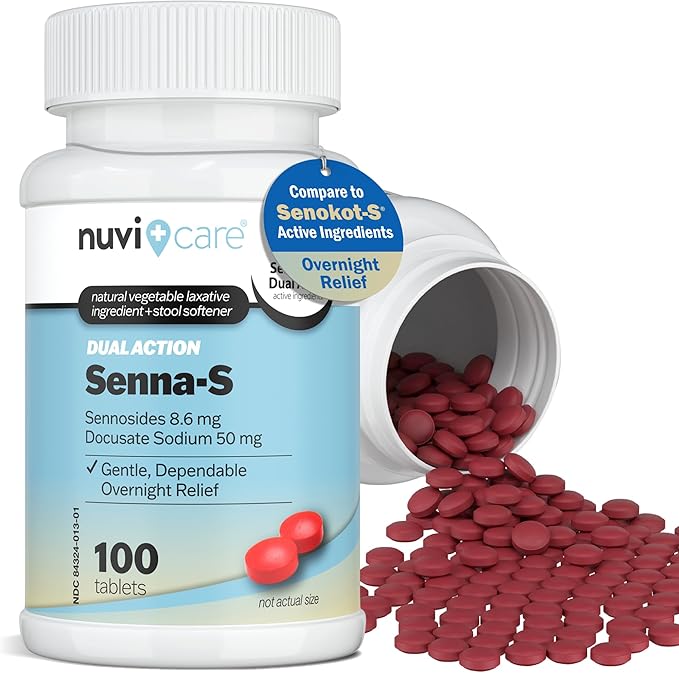 Senna Plus Laxative Stool Softener - Docusate Sodium (50mg) Stool Softener with Stimulant Laxative Sennosides (8.6mg) - Compare to Senokot-S for Occasional Constipation Relief* (100 Tablets)