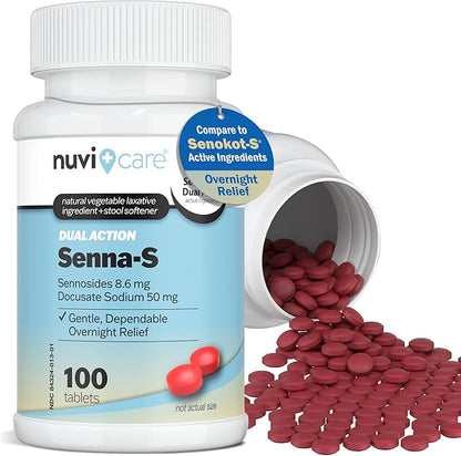 Senna Plus Laxative Stool Softener - Docusate Sodium (50mg) Stool Softener with Stimulant Laxative Sennosides (8.6mg) - Compare to Senokot-S for Occasional Constipation Relief* (100 Tablets)