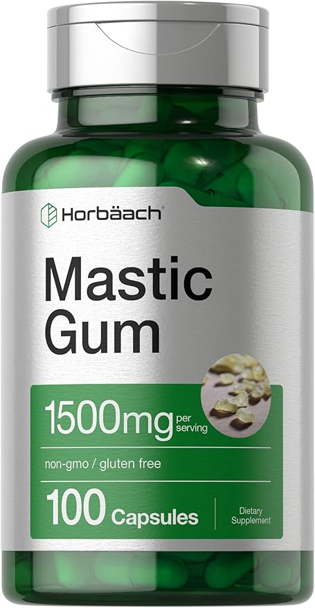 Horbäach Mastic Gum Capsules 1500mg 100 Count | Non-GMO & Gluten Free