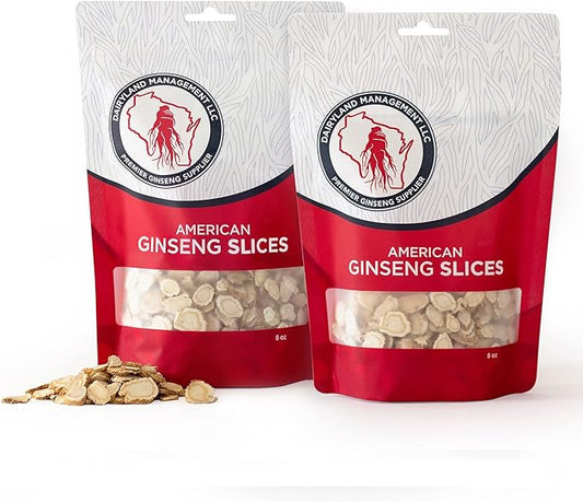 Dairyland American Ginseng Slices - 16 oz Pack Wisconsin Ginseng Slices - Authentic American Ginseng - Non-GMO, Gluten Free Ginseng Root Slices - Use This Herbal Supplement in Soup, Tea, Congee