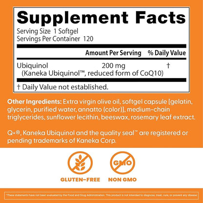 Doctors Best Ubiquinol, Reduced-Form Coenzyme Q1, Non-GMO, Gluten Free, Soy Free 120 Softgels