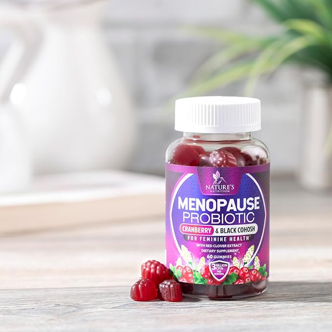 Menopause Supplements for Women - Probiotic for Women Gummy, 3 Billion CFU Natural Menopause Relief for Mild Hot Flashes & Night Sweats, PH, Vaginal Health Support, Probiotic Supplement - 60 Gummies