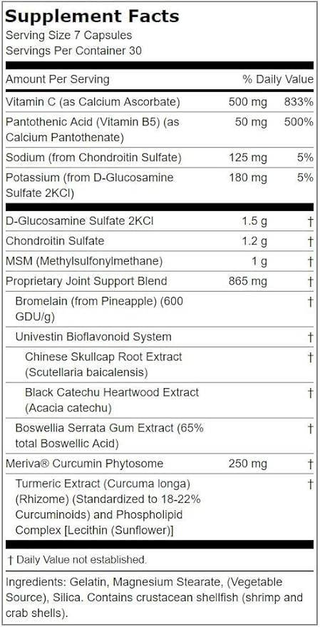Lindberg Joint Support Supplement | 210 Capsules | with Glucosamine, Chondroitin, MSM, Turmeric, and Boswellia | Triple Action Formula | Non-GMO, Gluten Free