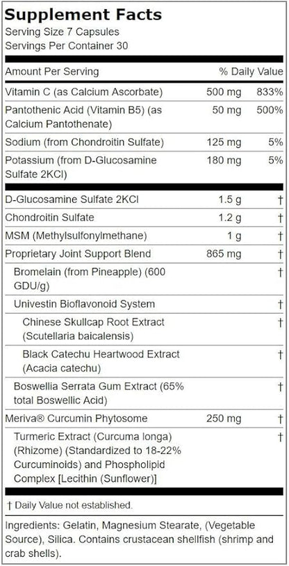 Lindberg Joint Support Supplement | 210 Capsules | with Glucosamine, Chondroitin, MSM, Turmeric, and Boswellia | Triple Action Formula | Non-GMO, Gluten Free