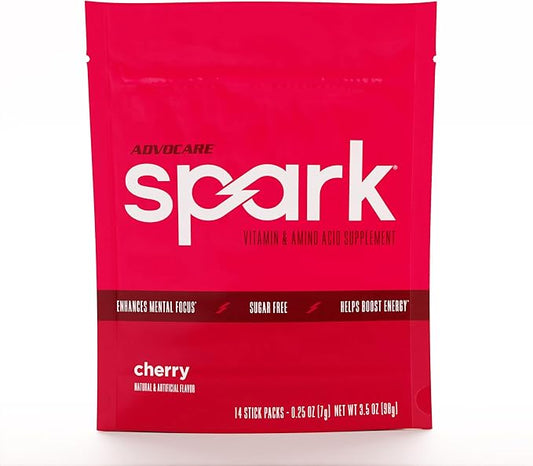 AdvoCare Spark Vitamin & Amino Acid Supplement - Focus & Energy Drink Powder Mix with Vitamin A, B-6, C & E - Also Includes L-Carnitine & L-Tyrosine - Cherry, 14 Stick Packs