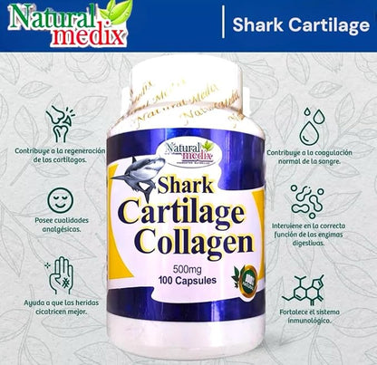 Cartilage – Joint Support Supplement with Glucosamine, Collagen & Magnesium – 100 Caps - Cartílago de Tiburon