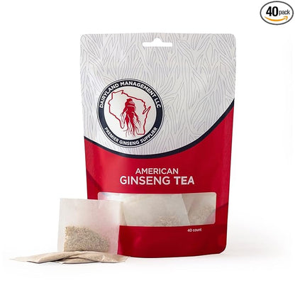 Dairyland American Ginseng Tea Bags 美国人参茶 (40 ct) - Premium Wisconsin Ginseng Tea - Authentic American Ginseng Tea - Non-GMO, Gluten Free Ginseng Drink - Enjoy Pure Ginseng Tea Daily