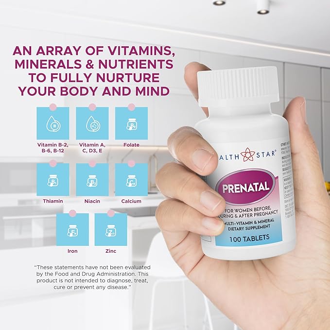 Prenatal Vitamins for Women Before, During & After Pregnancy Prenatal-Postnatal Multivitamins with Folic Acid & Minerals for Pregnancy Support| Daily Pregnancy Supplement, 100 Tablets