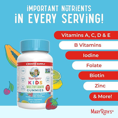 MaryRuth Organics Kids Vitamins | Multi | Sugar Free | 2 Month Supply | Kids Multivitamin Gummies for Ages 2+ | Vegan | Only 1 Gummy a Day | 60 Count
