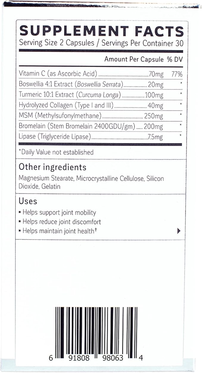 Kalaya 7X Joint Support Supplement - Designed by Medical Professionals - for Joints, Bone Health, and Muscle Support - with Turmeric, Collagen, and Vitamin C - 60 ct