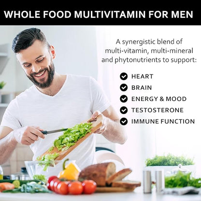 Whole Food Natural One-a-Day Multivitamin and Mineral Capsules for Men - All-Day Energy, Inner Zen, and Stronger You (120 Capsules)