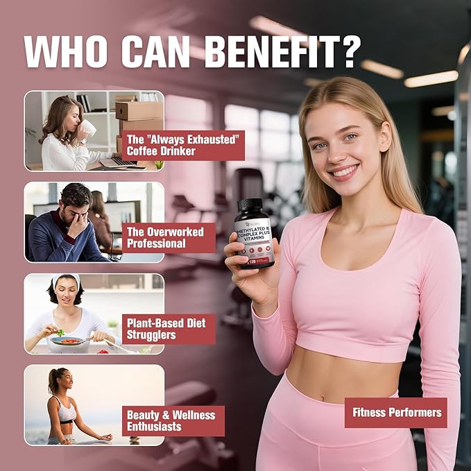Methylated Multivitamin B-Complex with Vitamin C, D3, K2, Choline & Inositol – Active B12, B6 & Folate (L-5-MTHF) – Supports Energy, Nerve & Heart Health – CoQ10 & Alpha Lipoic Acid – 120 Capsules