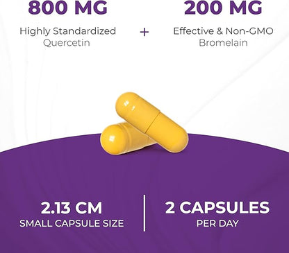 Sandhu's Bromelain with Quercetin Capsules for Men & Women | Supports Immunity, Bone Health and Quality Sleep | 360 Count