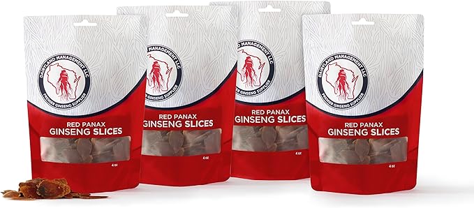 Red Panax Ginseng Slices - 16 oz Pack Korean Panax Ginseng Slices - Non-GMO, Gluten Free Red Ginseng Root Slices - Use This Herbal Supplement in Soup, Tea, Congee