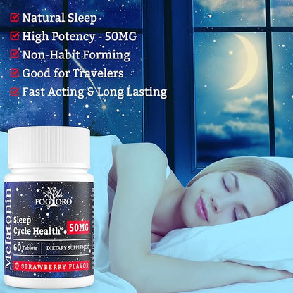 Fogoro Powerful Melatonin -Fall Asleep Faster, Stay Asleep Longer,Easy to Take
