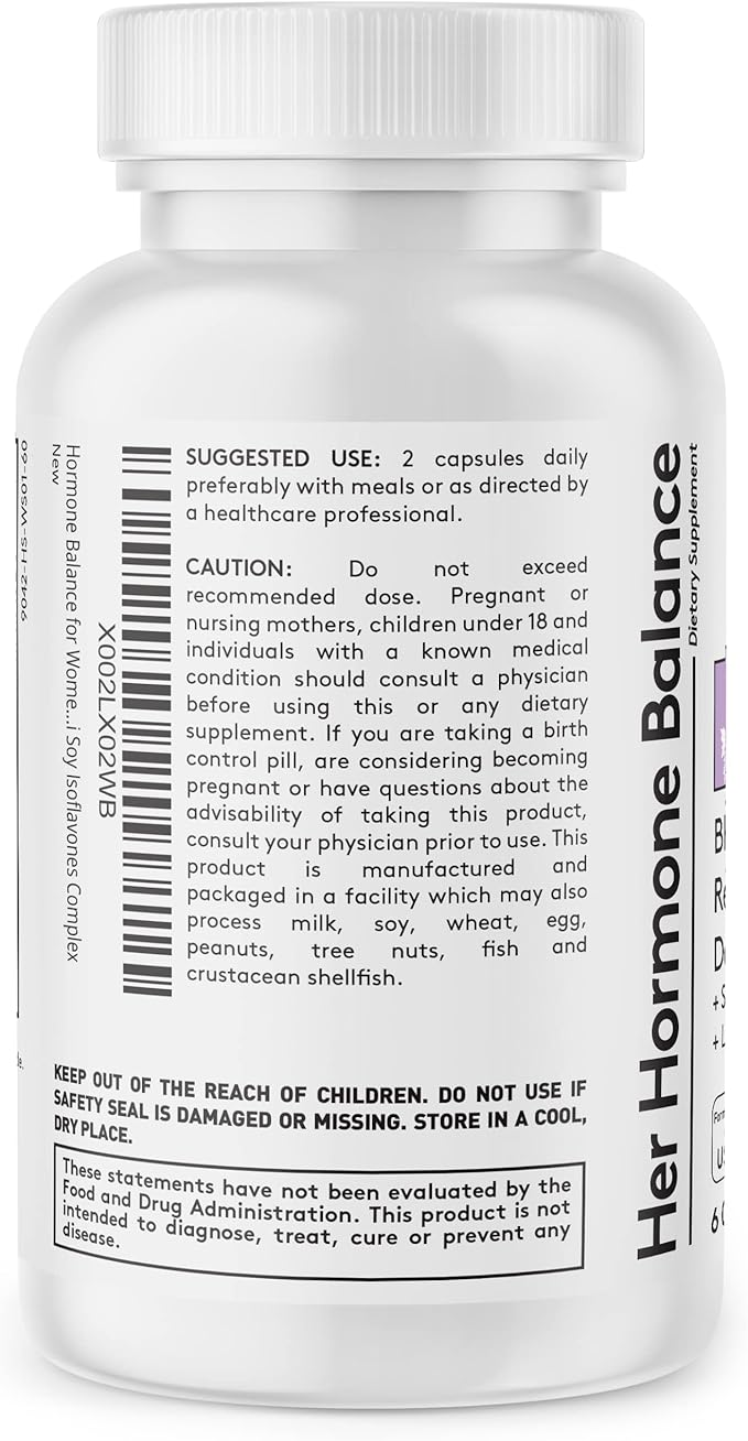 Hormone Balance for Women PMS & Menopause Relief Support Pills | Ease Female all Stages Hormonal Imbalance w Natural Herbal Supplements | Black Cohosh Red Clover Dong Quai Soy Isoflavones Complex
