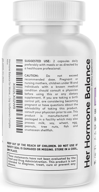 Hormone Balance for Women PMS & Menopause Relief Support Pills | Ease Female all Stages Hormonal Imbalance w Natural Herbal Supplements | Black Cohosh Red Clover Dong Quai Soy Isoflavones Complex