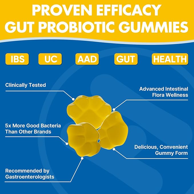 Probiotic Gummies, Sugar Free, 112.5 Billion CFU, 8 Strains Probiotics + 2 Prebiotics & 2 Organic Herbs, for Digestion, Intestinal Flora Balance, IBS & UC, ADD, Probiotics for Women & Men, 60 Counts