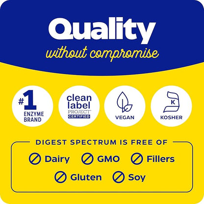 Enzymedica Digest Spectrum, Digestive Enzymes for Multiple Food Intolerances, Offers Fast-Acting Gas & Bloating Relief, 120 Capsules FFP