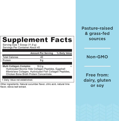 Ancient Nutrition Multi Collagen Protein Powder, Strawberry Lemonade, 45 Servings + Multi Collagen Protein Powder, Cucumber Lime, 45 Servings