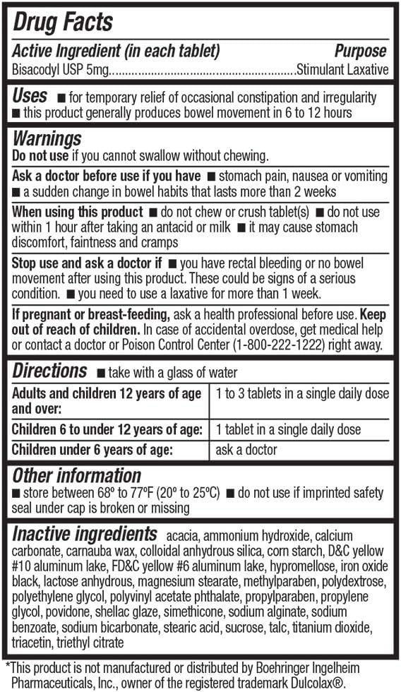 HealthA2Z Laxative Bisacodyl 5mg | 250 Counts | Gentle and Fast Overnight Relief for Constipation