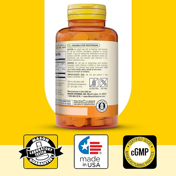 MASON NATURAL Melatonin 5 mg with B6 & Calcium, Natural Sleep Aid, Supports Restful Sleep, 120 Tablets