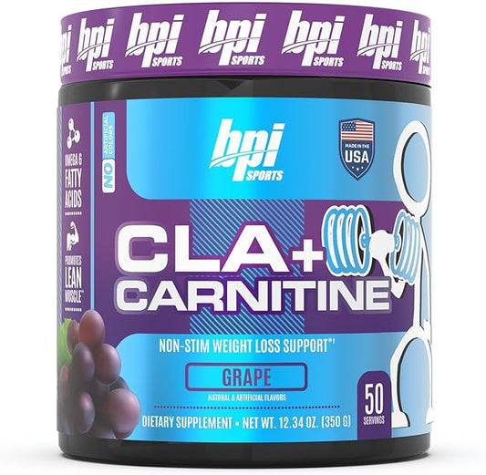 BPI Sports CLA + Carnitine – Conjugated Linoleic Acid – Performance, Lean Muscle – Caffeine Free – for Men & Women – Grape – 50 Servings – 12.34 Oz. (Packaging May Vary)