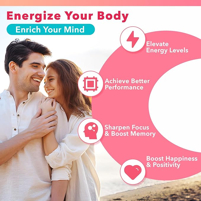L Tyrosine Gummies, L-Tyrosine Supplement Gummies, L-Theanine Gummies with Vitamin B6 D3, Focus Gummies Support Brain, Memory, Energy, Mood for Adult & Kids, Strawberry Flavor, 60 Count