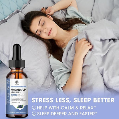 (2 Pack) Magnesium Glycinate Liquid Drop with Citrate, Oxide and Taurate, Calm Magnesium with Omega3, L-Theanine, D3, B6, B12 for Calm, Sleep, Leg Cramps, Muscles, Energy, Sugar-Free Blueberry Flavor