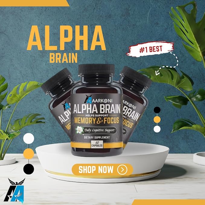Aarkani Alpha Brain Nootropic Supplement for Memory, Focus & Mental Clarity – Cognitive Boost for Students, Professionals & Gamers – Caffeine, Alcohol & Gluten-Free (60 Capsules)
