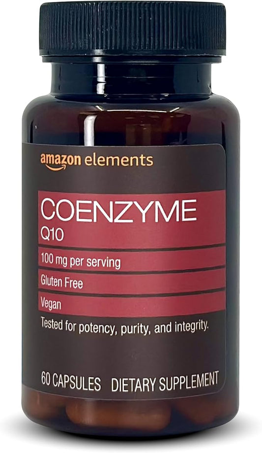 Amazon Elements Vegan CoQ10 100 mg - Normal Energy Production, Supports Cardiovascular Health - 2 Month Supply (60 Capsules)