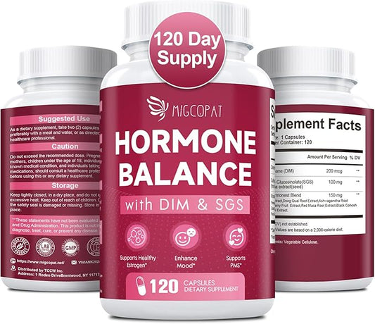 Hormone Harmony for Women with DIM, SGS 100mg, Women's Hormone Blend | Hormone Balance for Women | Estrogen Support, Mood Swings, PMS Relief, Menopause - 120 Capsules