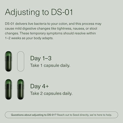 Seed DS-01 Daily Synbiotic - Prebiotic and Probiotic for Women & Men - Digestive Health, Gut Health, Immune Support, Bloating & Constipation Relief - Vegan & Shelf-Stable - 60 Capsules (30-Day Supply)