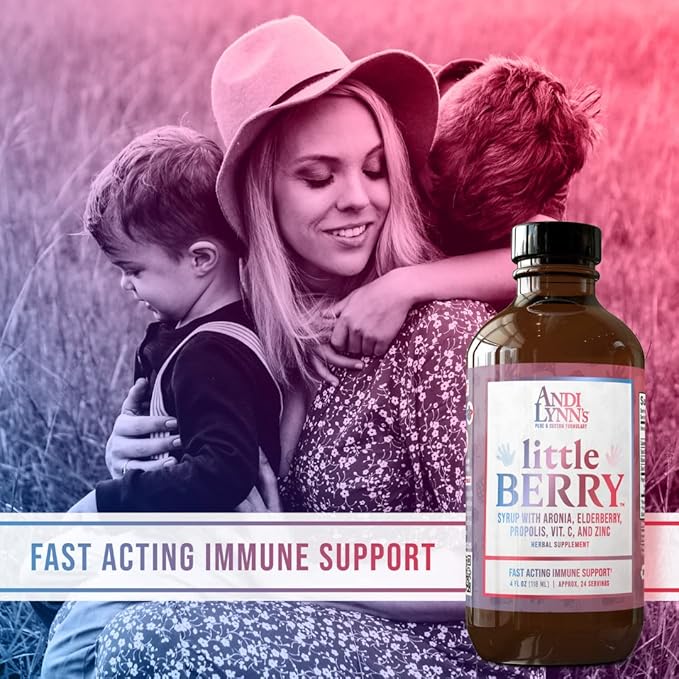 Andi Lynn’s LittleBerry, Elderberry Syrup for Kids with Vitamin C & Zinc, Fast-Acting Immune Support Herbal Supplement, 4 oz (3-Pack)