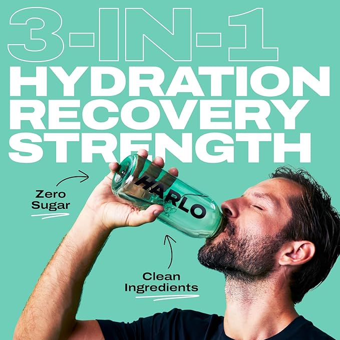 Harlo - Raspberry Salt Electrolyte Drink Mix with Bovine Collagen & Creatine- Creatine Monohydrate Powder - Energy Drink Powder - Pre Workout Powder - Sugar Free Energy Drinks - Post Workout Recovery
