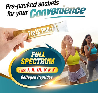 LABO Nutrition FlexC PRO EX, Full Spectrum Collagen, Type I, II, III, V & X, Peptan Collagen, Eggshell Membrane, Water Soluble Silica & Curcumin C3 Reduct, For Hair, Skin, Nails, Joint, Bones, Muscles