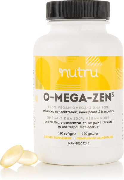 O-Mega-Zen3 Vegan Omega 3 DHA Supplement - 400 mg DHA Essential Fatty Acids - Carrageenan Free - Premium Algal Based Fish Oil Alternative Supplement - 120 Softgels